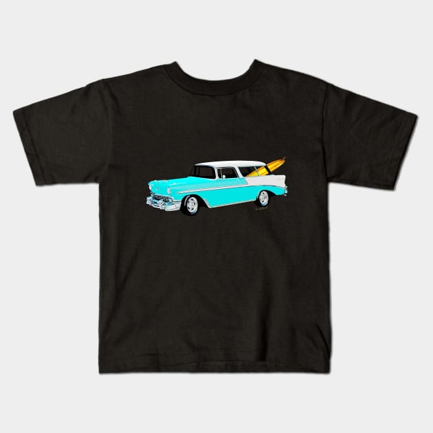 1956 Nomad Surf Wagon Kids T-Shirt by vivachas